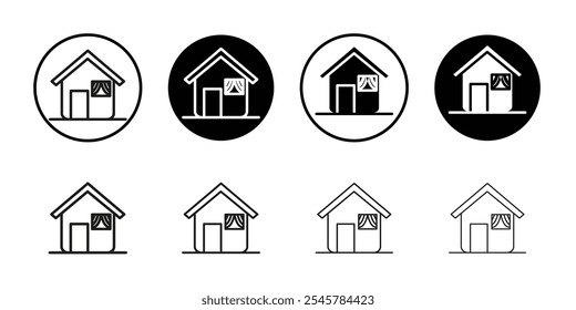 House icon flat line symbol set.
