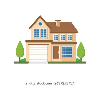 House icon in flat style, Colorful Flat Residential House, House icon in flat style. Home illustration on isolated background
