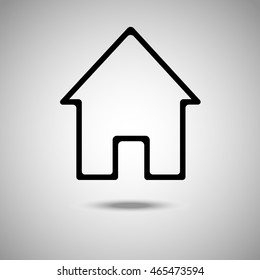 House icon. Flat style. Grey background. Symbol for web design and mobile. Vector illustration.