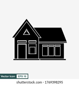 House icon in flat style. Isolated against a white background. High quality black style vector icons.