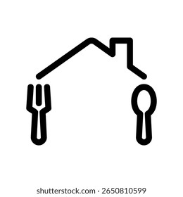 House Icon with a Fork and Spoon Symbolizing a Meal