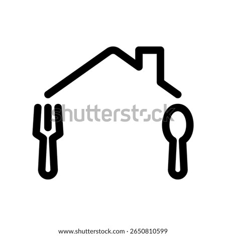 House Icon with a Fork and Spoon Symbolizing a Meal
