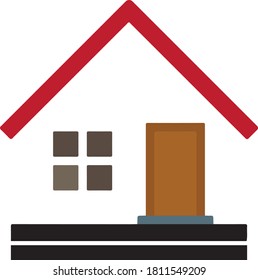 Icono de la casa con puerta delantera y ventana