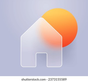 House icon glass morphism style. Home page icon transparent glass blur abstract design. Vector illustration