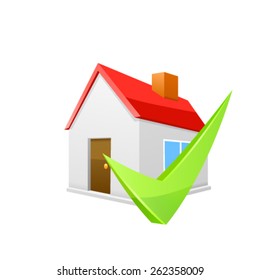 House icon with green arrow. Vector