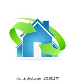 House Icon with Green Arrows