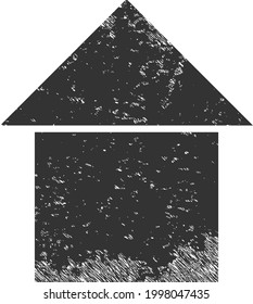 Haussymbol mit Grunge-Effekt. Einziger Vektorsymbol mit korrodierter Kautschukstruktur auf weißem Hintergrund.
