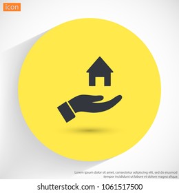 House icon in the hand
