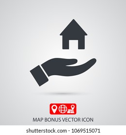 House icon in the hand