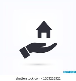 House icon in the hand
