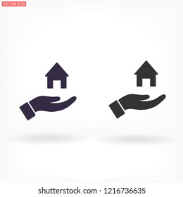 House icon in the hand