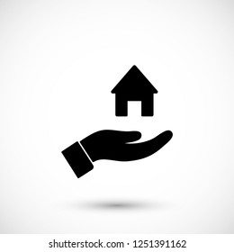 House icon in the hand