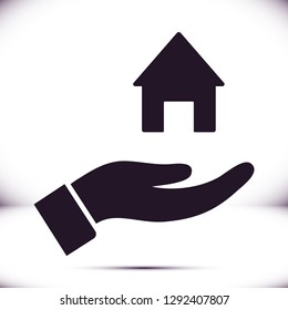 House icon in the hand