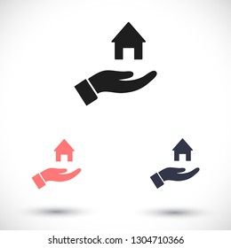 House icon in the hand