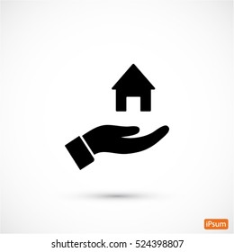 House icon in the hand