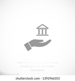 House icon in the hand , lorem ipsum Flat design