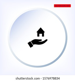 House icon in the hand , lorem ipsum Flat design