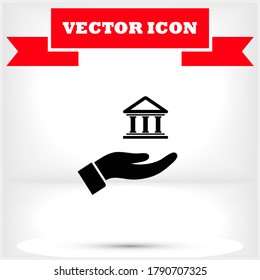 House icon in the hand , lorem ipsum Flat design