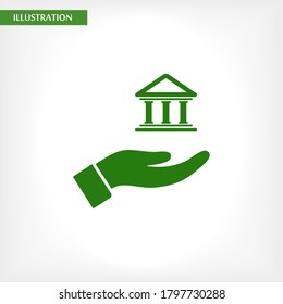 House icon in the hand , lorem ipsum Flat design