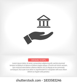 House icon in the hand , lorem ipsum Flat design