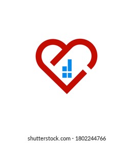 House Icon In Heart. Design For Real-state Business Logo.