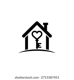 Un icono de la casa con un corazón y una llave que simbolizan la propiedad de la casa