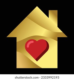 House icon with heart. Vector House icon. 