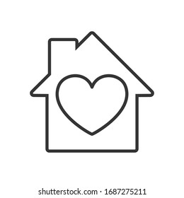 House icon with heart. Vector House icon. Black home icon. Construction concept.