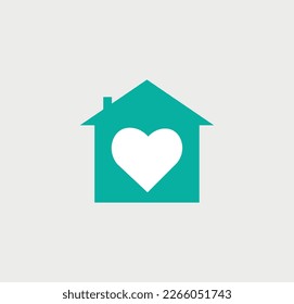 house icon with heart. vector illustration home symbol or logo design 