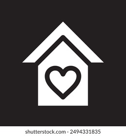 house icon with heart, vectori illustration 