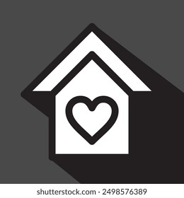 house icon with heart, vectori illustration 