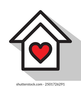 house icon with heart, vectori illustration 