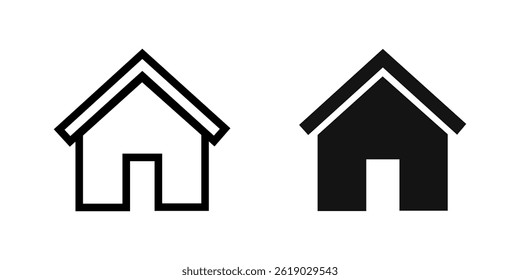House icon, home sign, web home icon, flat design houses in outline and solid style