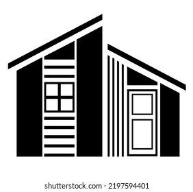 House Icon Illustration. Black And White, Monochrome, Simple House Exterior Illustration. Simple Home Icon Design For Your Design Projects.