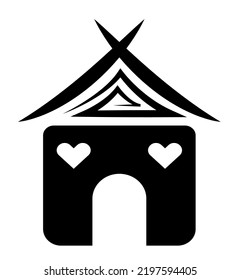 House Icon Illustration. Black And White, Monochrome, Simple House Exterior Illustration. Simple Home Icon Design For Your Design Projects.