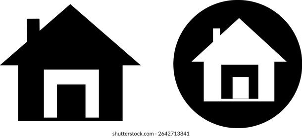 House icon image. Vector illustration of a simple house. Black and white line drawing.