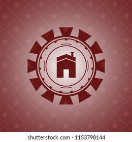 house icon inside badge with red background