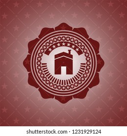 house icon inside badge with red background