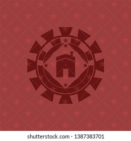 house icon inside badge with red background