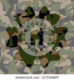 house icon inside camouflage texture. 
