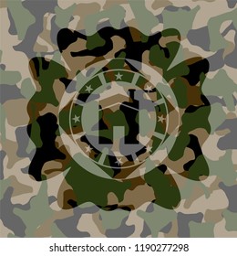 house icon inside camouflaged emblem