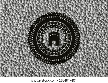 house icon inside dark icon or emblem with bubbles background. Vector Illustration. Detailed.