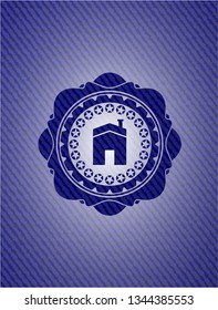 house icon inside denim background