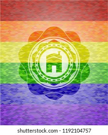 house icon inside lgbt colors emblem 