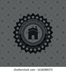house icon inside realistic dark emblem