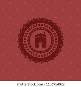 house icon inside red emblem