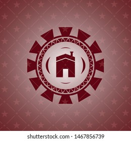 house icon inside red icon or emblem