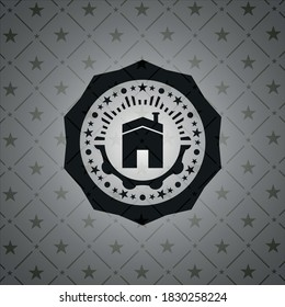 icono de casa dentro del emblema negro estilo retro. 