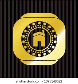 house icon inside shiny badge