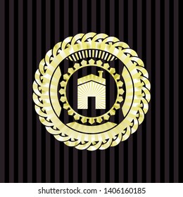 house icon inside shiny badge